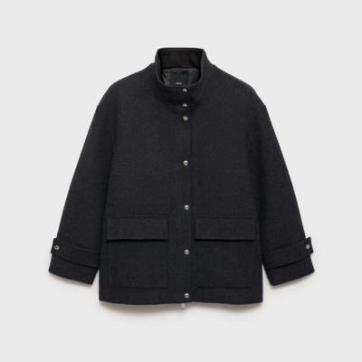 Funnel-neck wool jacket