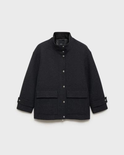 Funnel-neck wool jacket